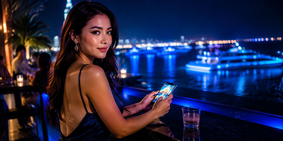 Người dùng chơi casino trên điện thoại tại bãi biển Đà Nẵng