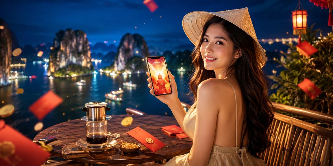 Người dùng uống cà phê tại Hạ Long và nhận phong bì đỏ thưởng trực tuyến