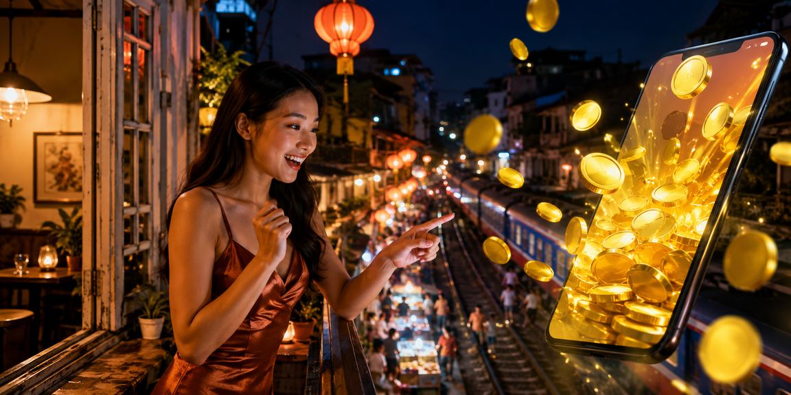 Người dùng Hà Nội chơi casino trực tuyến qua điện thoại trong quán cà phê