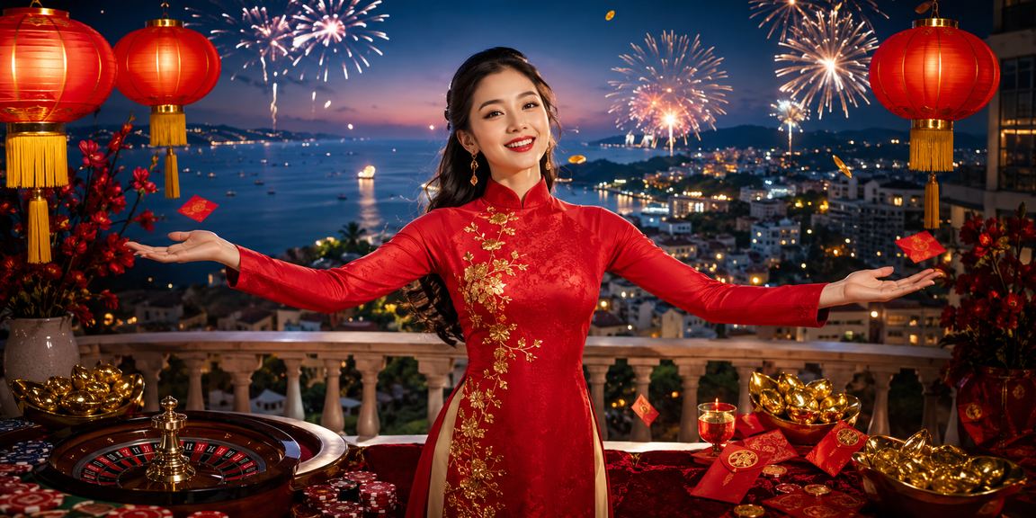 Người dùng Phú Quốc mặc áo dài nhận phong bì đỏ bonus trực tuyến